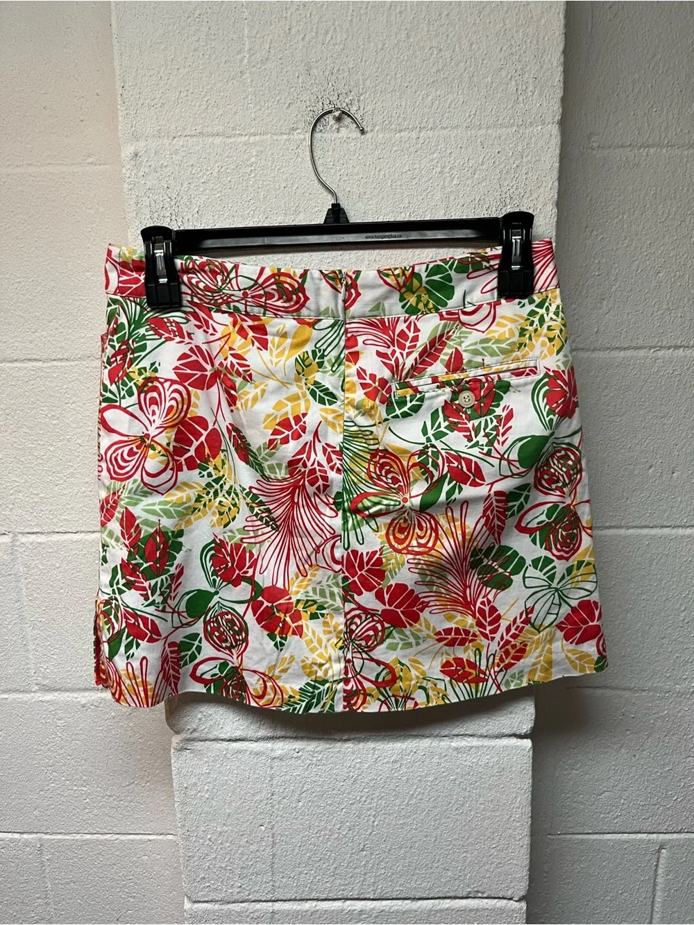 Lady Hagen White Mini Skirt with Red, Green & Yellow Tropical Trim